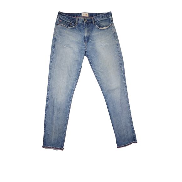 Gap Jeans 1969 Men 36x34 Selvedge Denim Slim Fit Blue DIstress